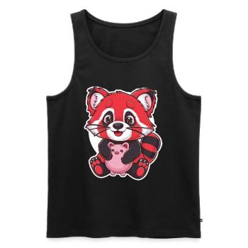 Roter Kawaii Panda mit Sparschwein - Männer Premium Bio Tank Top - Schwarz - Vorne - Michal (187cm)