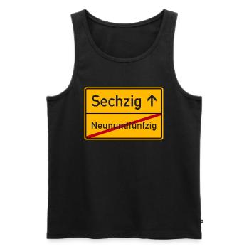 Verkehrsschild Ortsschild sechzig 60. Geburtstag - Männer Premium Bio Tank Top - Schwarz - Vorne - Michal (187cm)