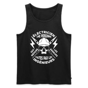 électricien,électriciens,electricien,electriciens - Débardeur bio Premium Homme - noir - Devant - Michal (187cm)