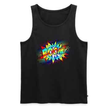 Comic Boom Explosion Sprechblase Superheld Retro - Männer Premium Bio Tank Top - Schwarz - Vorne - AI Model Male 178 light (178cm)