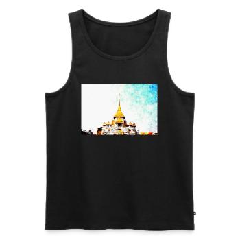 Temples in Thailand - Men's Premium Organic Tank Top - black - Front - AI Model Male 178 light (178cm)
