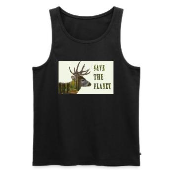 Save The Planet Hirsch - Männer Premium Bio Tank Top - Schwarz - Vorne - Michal (187cm)
