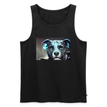 Sci-Fi Pitbull - Männer Premium Bio Tank Top - Schwarz - Vorne - AI Model Male 178 light (178cm)