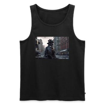 Cat Black7 - Men's Premium Organic Tank Top - black - Front - Michal (187cm)