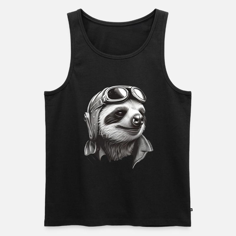 Faultier cool mit Fliegerbrille - Männer Premium Bio Tank Top - Schwarz