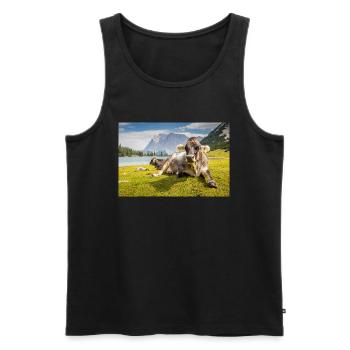 Vaches au lac Sebensee - Débardeur bio Premium Homme - noir - Devant - Michal (187cm)