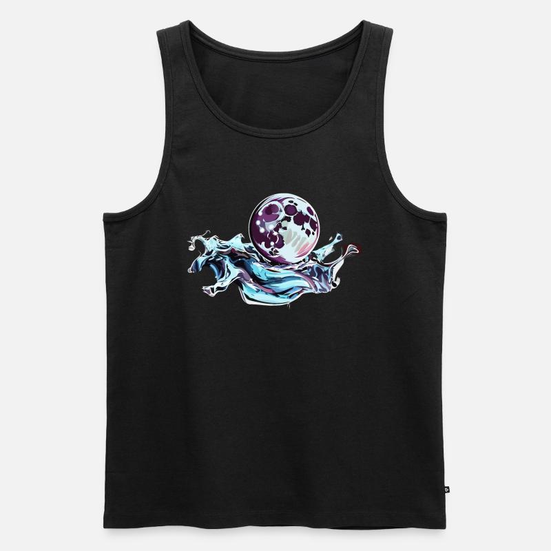 Chrom Vollmond - Männer Premium Bio Tank Top - Schwarz