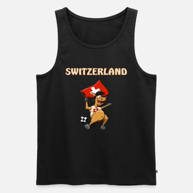 Schweizer Pferd / Schweizer Fans - Männer Premium Bio Tank Top - Schwarz