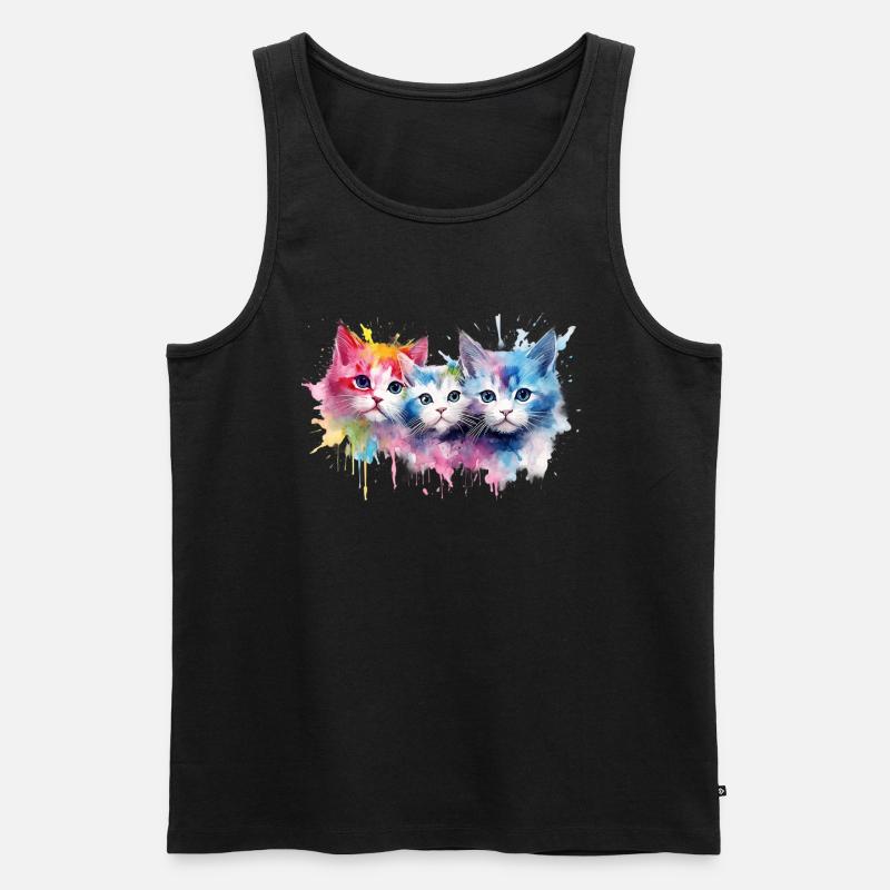 Farbenfrohe Britische Regenbogenkatzen - Männer Premium Bio Tank Top - Schwarz