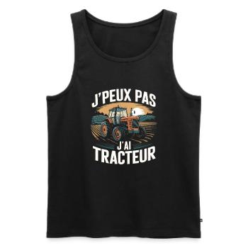 tee shirt I can't I have tractor - Men's Premium Organic Tank Top - black - Front - AI Model Male 178 light (178cm)