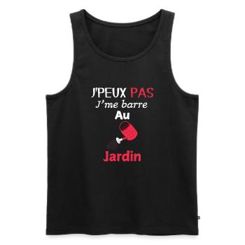 J'peux pas, j'me barre au jardin - Débardeur bio Premium Homme - noir - Devant - Michal (187cm)