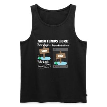 My free time: 100% fishing - Men's Premium Organic Tank Top - black - Front - Michal (187cm)