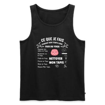 What I do in my free time: Yoga - Men's Premium Organic Tank Top - black - Front - Michal (187cm)
