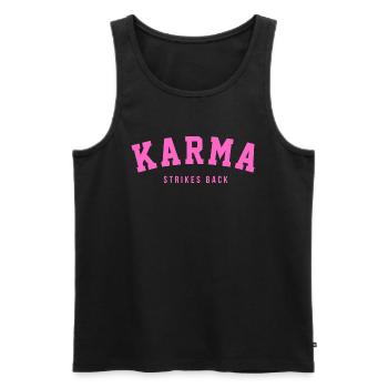 KARMA STRIKES BACK - Männer Premium Bio Tank Top - Schwarz - Vorne - Michal (187cm)