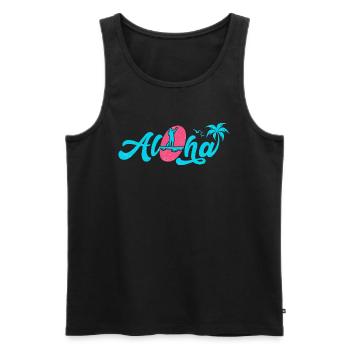 "Aloha" Stand Up Paddling blau - Männer Premium Bio Tank Top - Schwarz - Vorne - Michal (187cm)