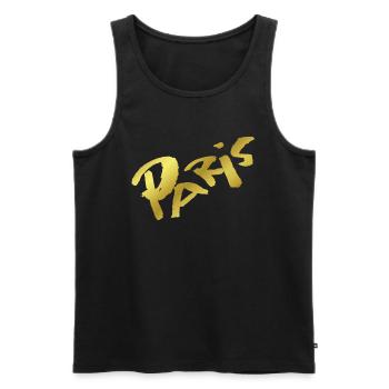 Paris - Männer Premium Bio Tank Top - Schwarz - Vorne - AI Model Male 178 light (178cm)