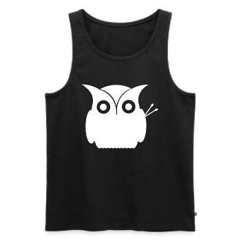 Eule mit Drumsticks - Männer Premium Bio Tank Top - Schwarz - Vorne - Michal (187cm)