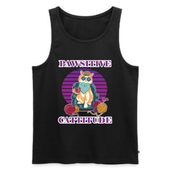 Pawsitive Cattitude - Débardeur bio Premium Homme - noir - Devant - AI Model Male 178 light (178cm)