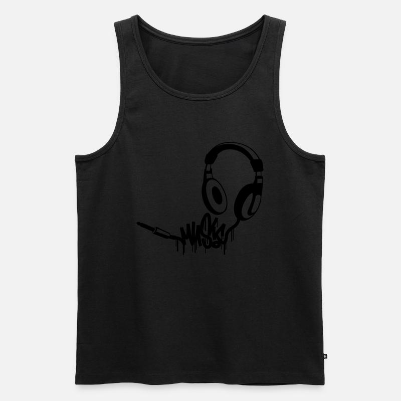 Kopfhoerer_Music - Männer Premium Bio Tank Top - Schwarz