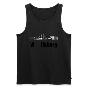 Wolfsburg Fanartikel Wolfsburg Skyline Wölfe Wolf - Männer Premium Bio Tank Top - Schwarz - Vorne - Michal (187cm)