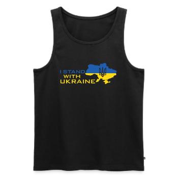 I Stand with Ukraine - Männer Premium Bio Tank Top - Schwarz - Vorne - AI Model Male 178 light (178cm)