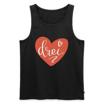 Drei im roten Herz - 3. Geburtstag 3. Jahrestag - Männer Premium Bio Tank Top - Schwarz - Vorne - Michal (187cm)
