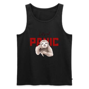 Let's Not Panic - Funny Sloth Design - Men's Premium Organic Tank Top - black - Front - AI Model Male 178 light (178cm)