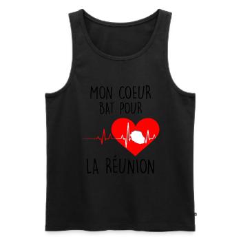 Mon Coeur L'île De La Réunion - Débardeur bio Premium Homme - noir - Devant - AI Model Male 178 light (178cm)