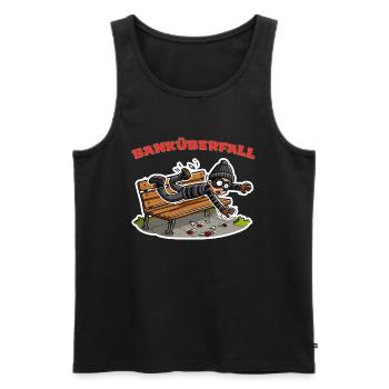 Banküberfall - Witziges Wortspiel im Cartoon Stil - Männer Premium Bio Tank Top - Schwarz - Vorne - Michal (187cm)