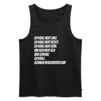 Funny Saying - ELECTIONS - Men's Premium Organic Tank Top - black - Front - AI Model Male 178 light (178cm)