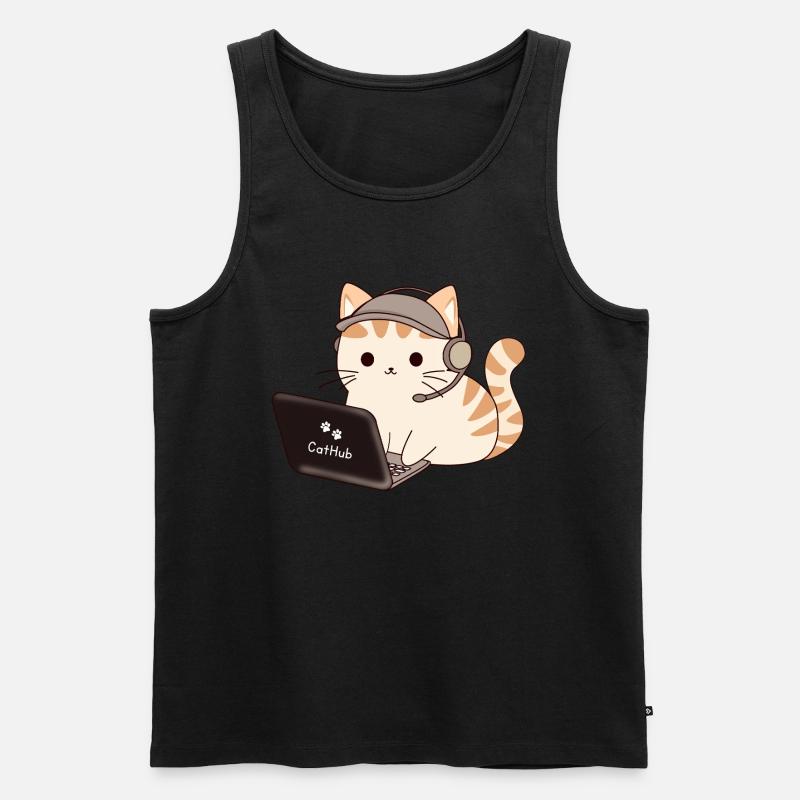 cat programmer - Männer Premium Bio Tank Top - Schwarz