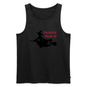Vorsicht-Hexe - Männer Premium Bio Tank Top - Schwarz - Vorne - AI Model Male 178 light (178cm)