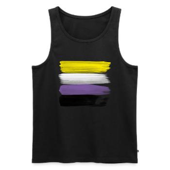 Non-Binary Pride Strokes - Männer Premium Bio Tank Top - Schwarz - Vorne - Michal (187cm)