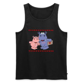 valentistag letter hippo hippo love dear children - Men's Premium Organic Tank Top - black - Front - Michal (187cm)