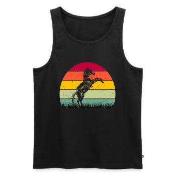 RETRO PFERDEDESIGN I REITEN - Männer Premium Bio Tank Top - Schwarz - Vorne - Michal (187cm)