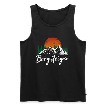 Bergsteiger Design Berg mit Sonne und Wald - Männer Premium Bio Tank Top - Schwarz - Vorne - Michal (187cm)