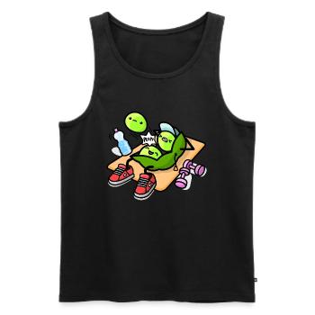 Gousse de pois kawaii pendant l’entraînement - Débardeur bio Premium Homme - noir - Devant - Michal (187cm)