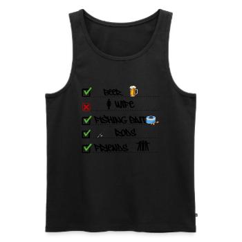 Checkliste für Prioritäten beim Angeln Lustiger Fischer - Männer Premium Bio Tank Top - Schwarz - Vorne - Michal (187cm)