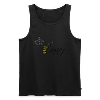 Bee Happy Line Art - Minimalist with splashes of color - Men's Premium Organic Tank Top - black - Front - AI Model Male 178 light (178cm)