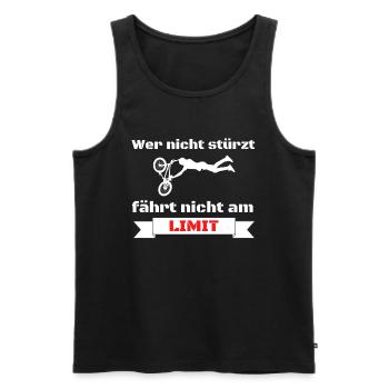 Wer nicht stürzt fährt nicht am Limit - Männer Premium Bio Tank Top - Schwarz - Vorne - Michal (187cm)