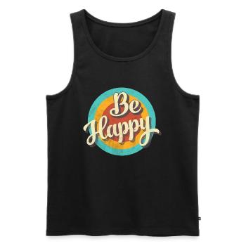 BE HAPPY - Männer Premium Bio Tank Top - Schwarz - Vorne - AI Model Male 178 light (178cm)