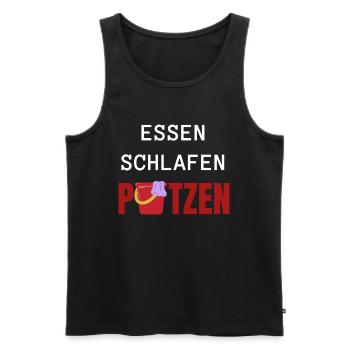ESSEN SCHLAFEN PUTZEN - Männer Premium Bio Tank Top - Schwarz - Vorne - Michal (187cm)