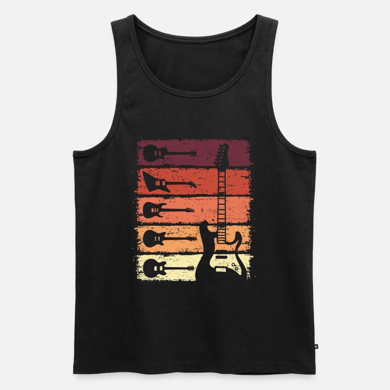 Gitarre Retro E-Gitarre Gitarrist - Männer Premium Bio Tank Top - Schwarz