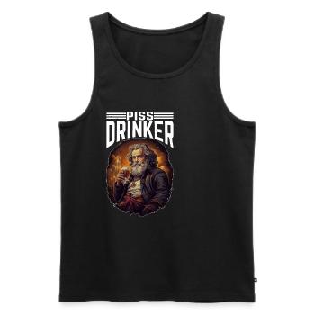 Piss Drinker 40 - Men's Premium Organic Tank Top - black - Front - Michal (187cm)