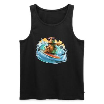 Surfende Schildkröte - Männer Premium Bio Tank Top - Schwarz - Vorne - Michal (187cm)