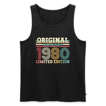 44ème Anniversaire Légende Octobre 1980 Vintage 80's - Débardeur bio Premium Homme - noir - Devant - Michal (187cm)