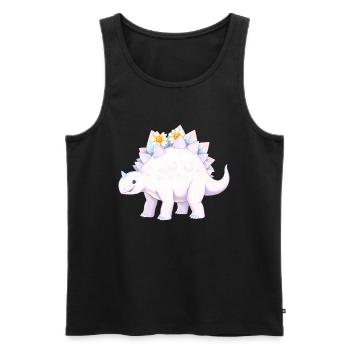 Skurriler lila Dinosaurier mit Gänseblümchen - Männer Premium Bio Tank Top - Schwarz - Vorne - AI Model Male 178 light (178cm)