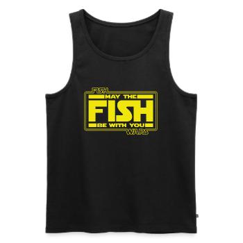 May the Fish be with YOU! (yellow/yellow) - Men's Premium Organic Tank Top - black - Front - AI Model Male 178 light (178cm)