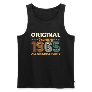 60. Geburtstag Geschenk Mann Original Februar 1965 - Männer Premium Bio Tank Top - Schwarz - Vorne - Michal (187cm)