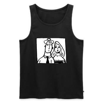 Paar - Männer Premium Bio Tank Top - Schwarz - Vorne - AI Model Male 178 light (178cm)